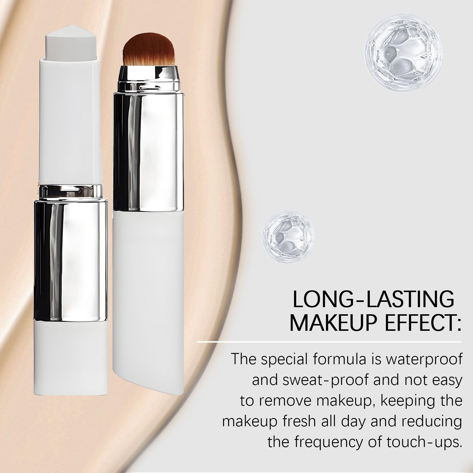 Blanc Cover Stick V - Color Changing Face Foundation Stick with Brush, Skincare-Infused Makeup Balm with Collagen & Niacinamide, Dual-Ended Hydrating Concealer for Dewy Finish, Travel-Friendly
