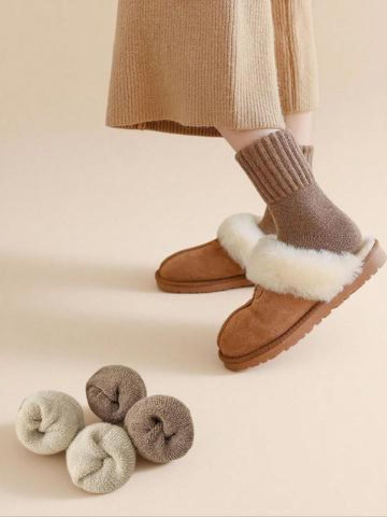 Women's Plain Mid-Calf Crew Socks, Warm Fuzzy Thickened Socks, Ideal for Sports and Fitness, Casual All-Season Slim-Fit Socks