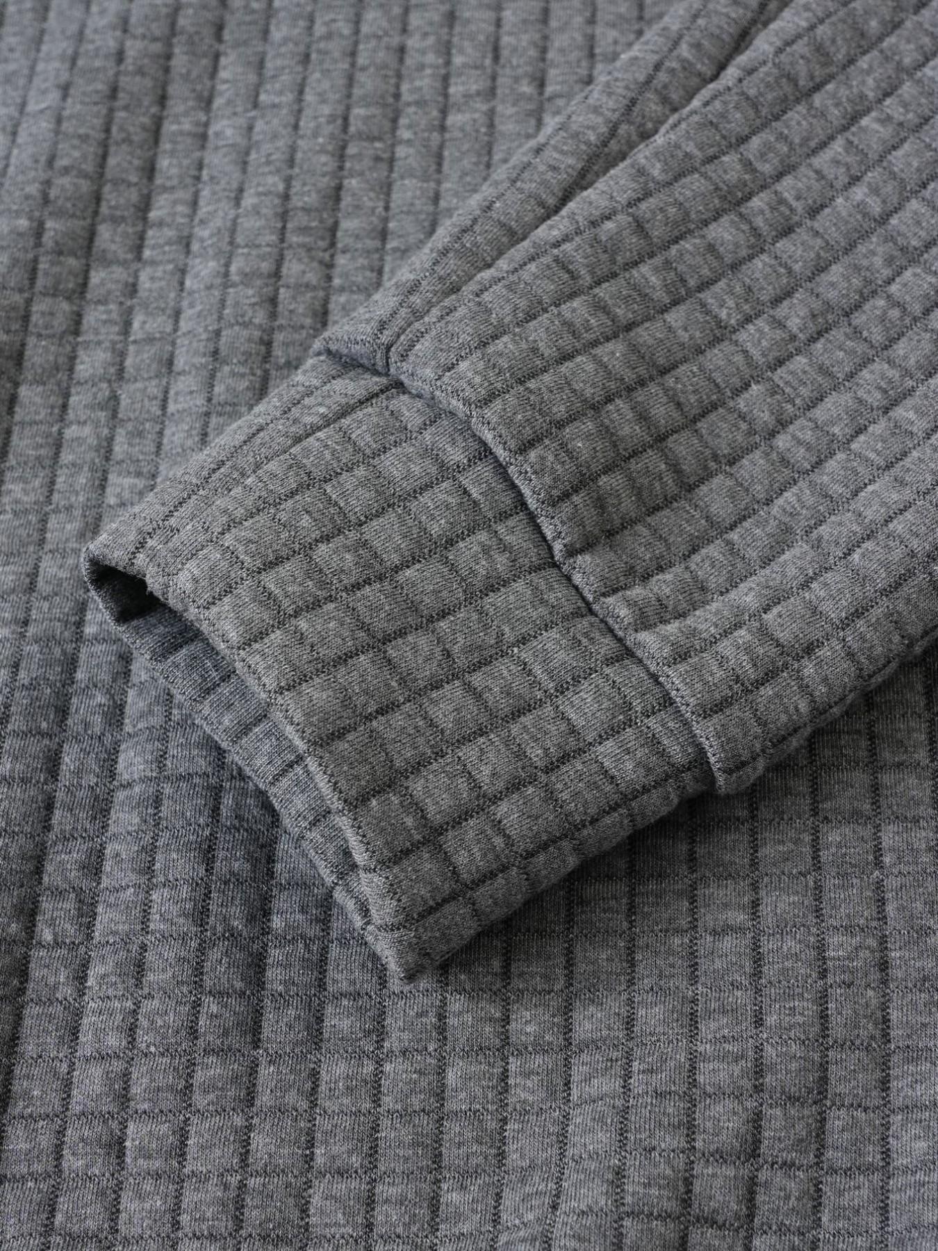 Men's Textured Mesh Knit Quarter-Zip Sportswear, Casual Henry Top with Snap Buttons, Comfortable and Stylish Men's Apparel