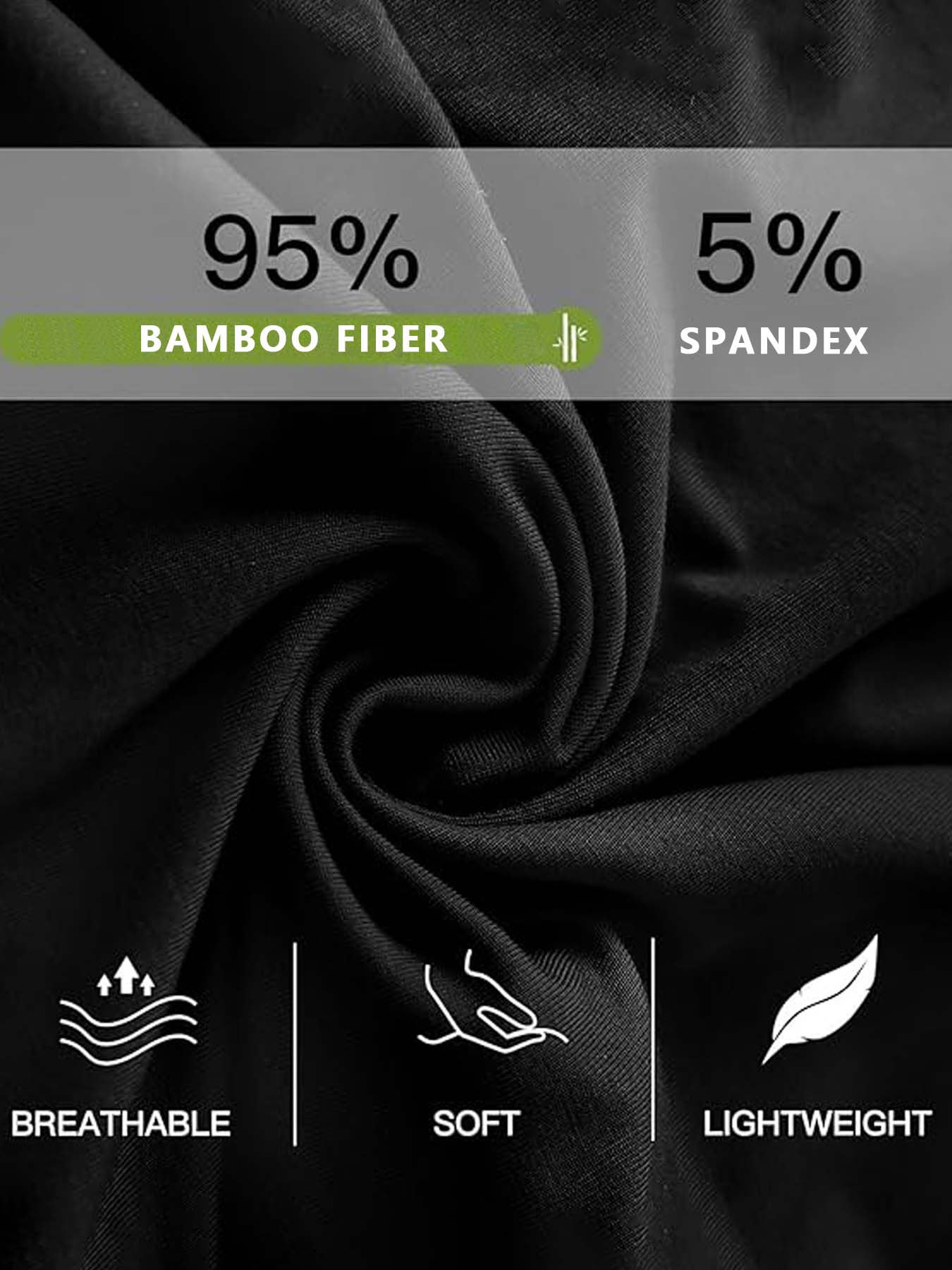 10PCS All Black Men's underwear Bamboo Fibr underwear for men Soft Touch Stretch Long pants Boxer Shorts man Breathable Cool Men's panties