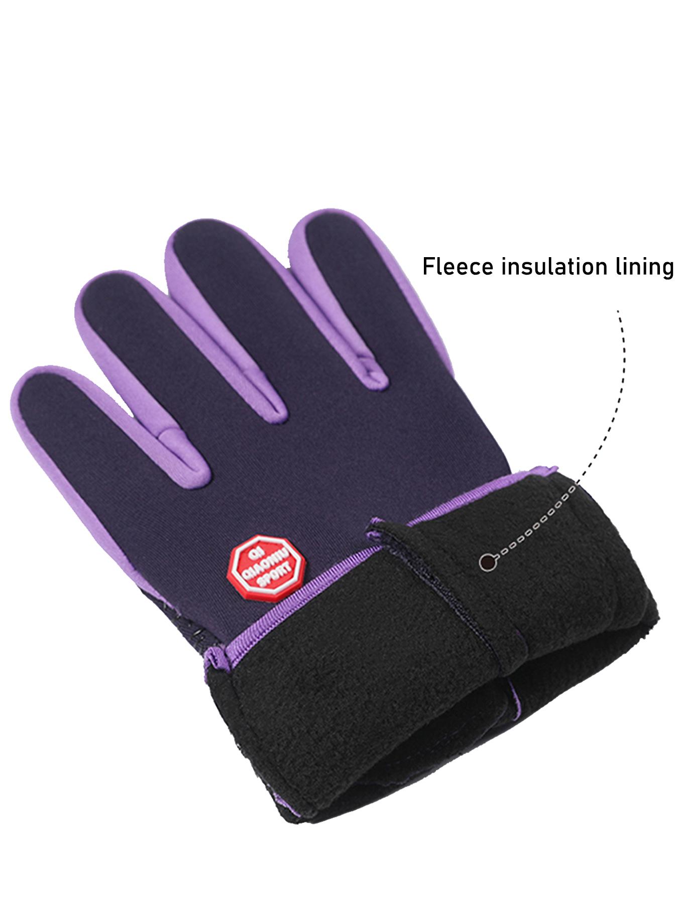 Spring Autumn Outdoor Sports Fleece Lined Cycling Gloves Waterproof Touchscreen Mountaineering Gloves Zipper Gloves Outdoor Activity Gloves
