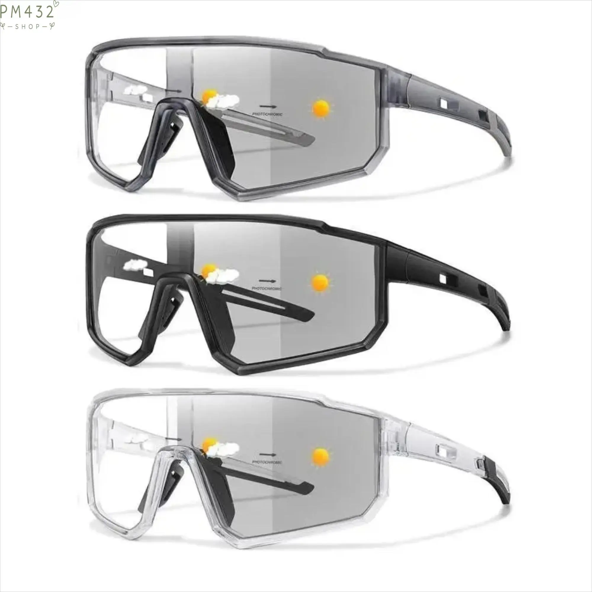 Unisex 3-Pack Photochromic Cycling Sunglasses - Outdoor All-Seasons Multicolor Sports Eyewear with UV Protection, Windproof Design, Lightweight Color Changing for Cycling, Running, Daily Wear