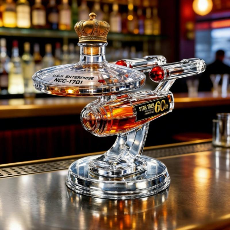 Premium Airtight Glass Spaceship Decanter, Whiskey & Wine Bottle, Unique Design, Perfect for Serving Beverages, Durable Material