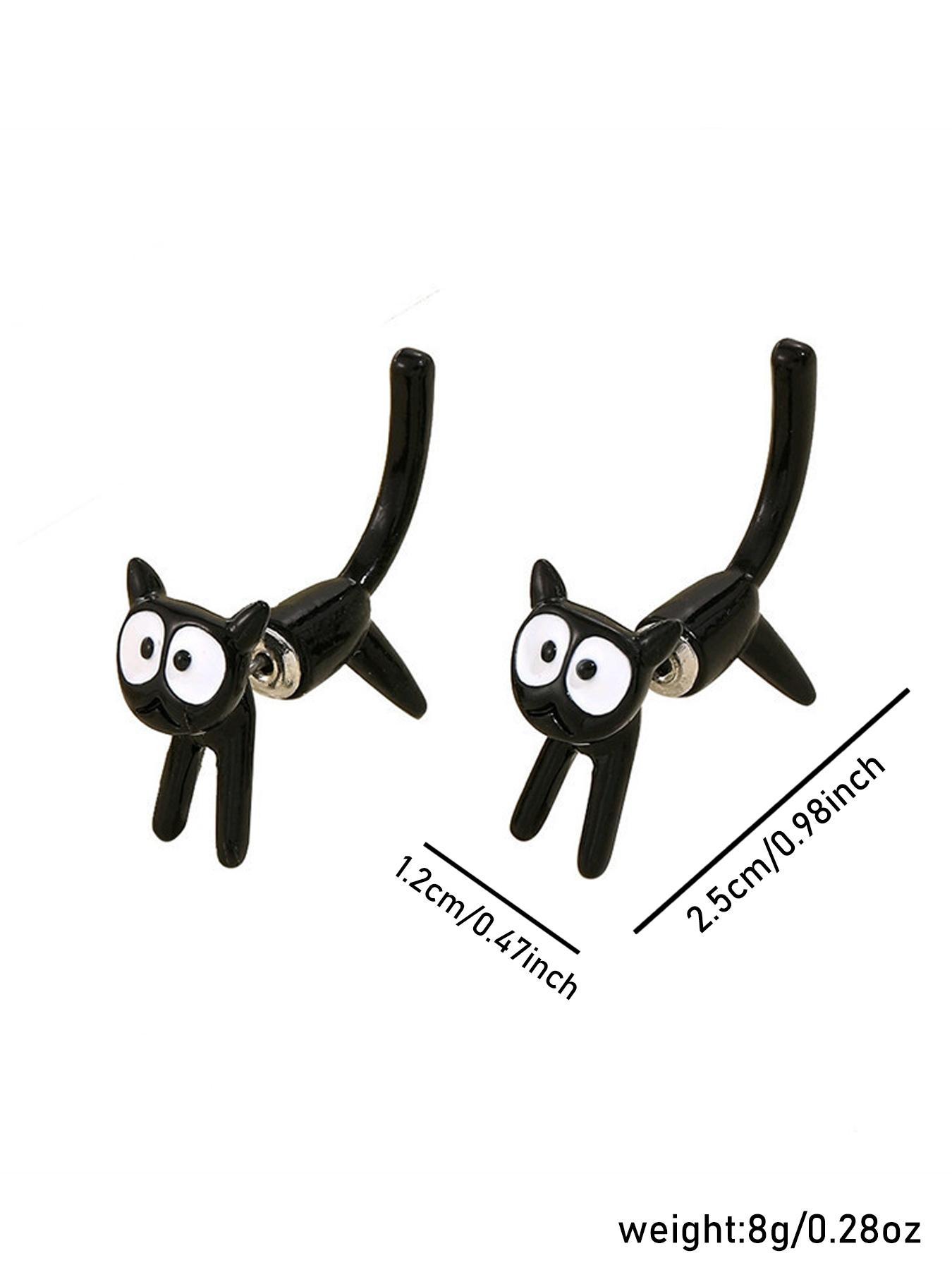 Cute Star Bell Cat Dangle Earrings Kawaii Cartoon Metal Chain Stylish Jewelry For Women And Girls Daily And Party Wear