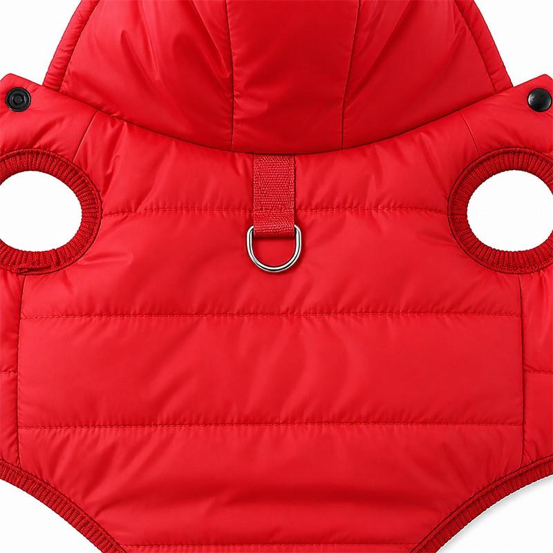 Warm Hooded Pet Coat for Dogs and Cats, Fall Winter Outdoor Jacket, Easy-On Design,  Harness Loop, Comfortable Fit, Multiple Colors