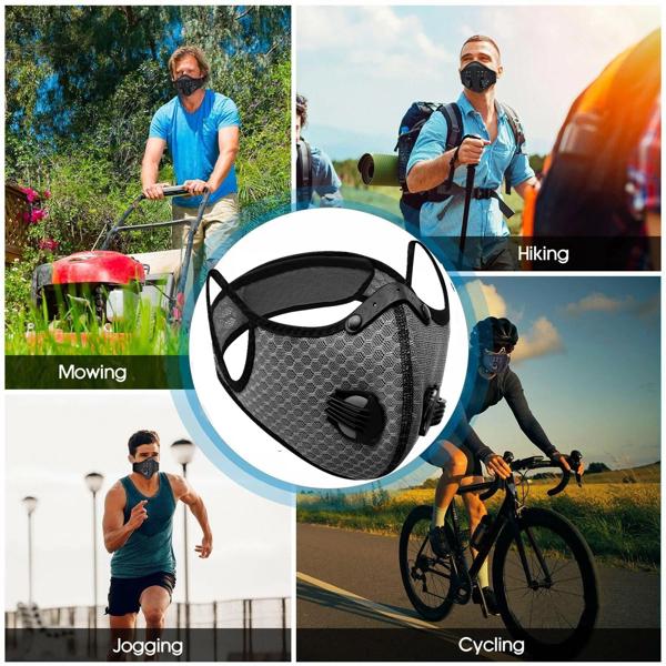 Reusable Half Face Cover Mask w/ Filter Cycling Outdoor Sport Face Mask Grey