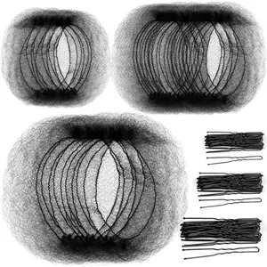 Invisible Elastic Hair Nets with Bobby Pins for Ballerina Buns - 40 Black Nets (12, 20, 28 Inch) and 80 Pins