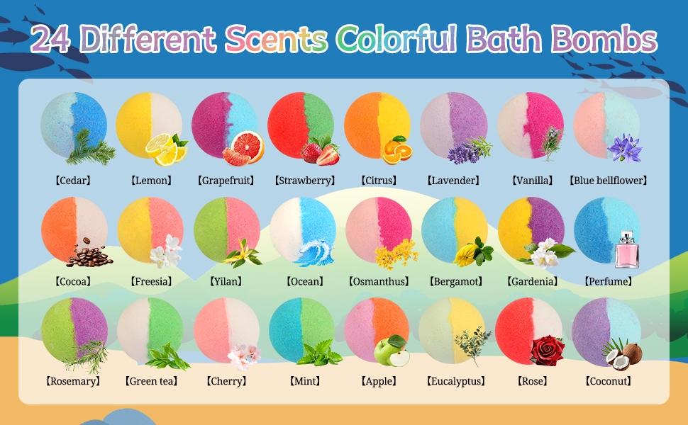 Gift Set with 24 Unique Land & Sea Animal Toys, Fun, Educational, and Child-Safe Bath Bombs with Toys, Great Gift for Boys & Girls’ Birthdays & Christmas