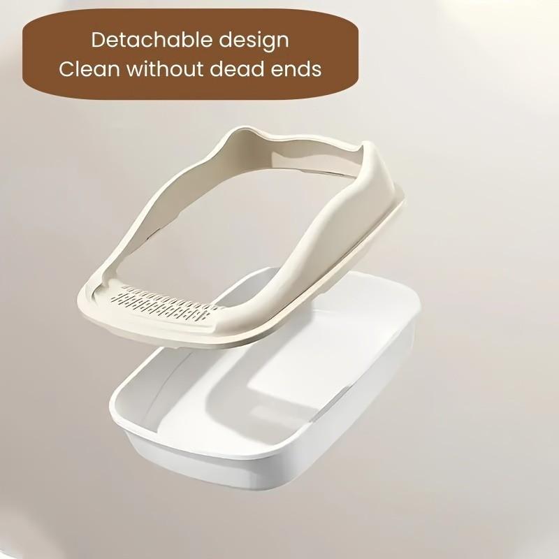 Half-Enclosed Cat Litter Box, Three-Sided Anti-Fall Design, Super Large/extra Small Size Available, Suitable for Kittens to Large Cats