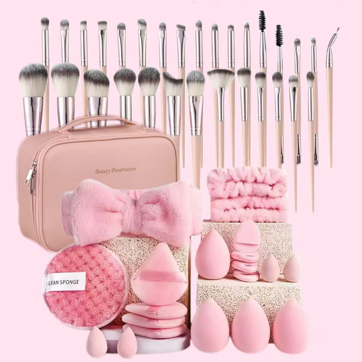 Professional Makeup Brush Set, 7-Piece Cosmetic Tool Kit, Includes Foundation Sponge & Blending Puff, Ideal Gift for Women, Daily Use Essentials, Makeup Brushes Kits