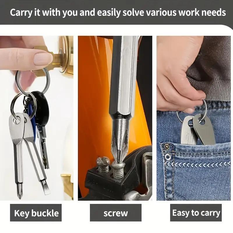 Camping Mini Screwdriver Keychain, Portable Cross Flat Head Screwdriver Key Ring, Compact Tool Accessory for Outdoor Adventures