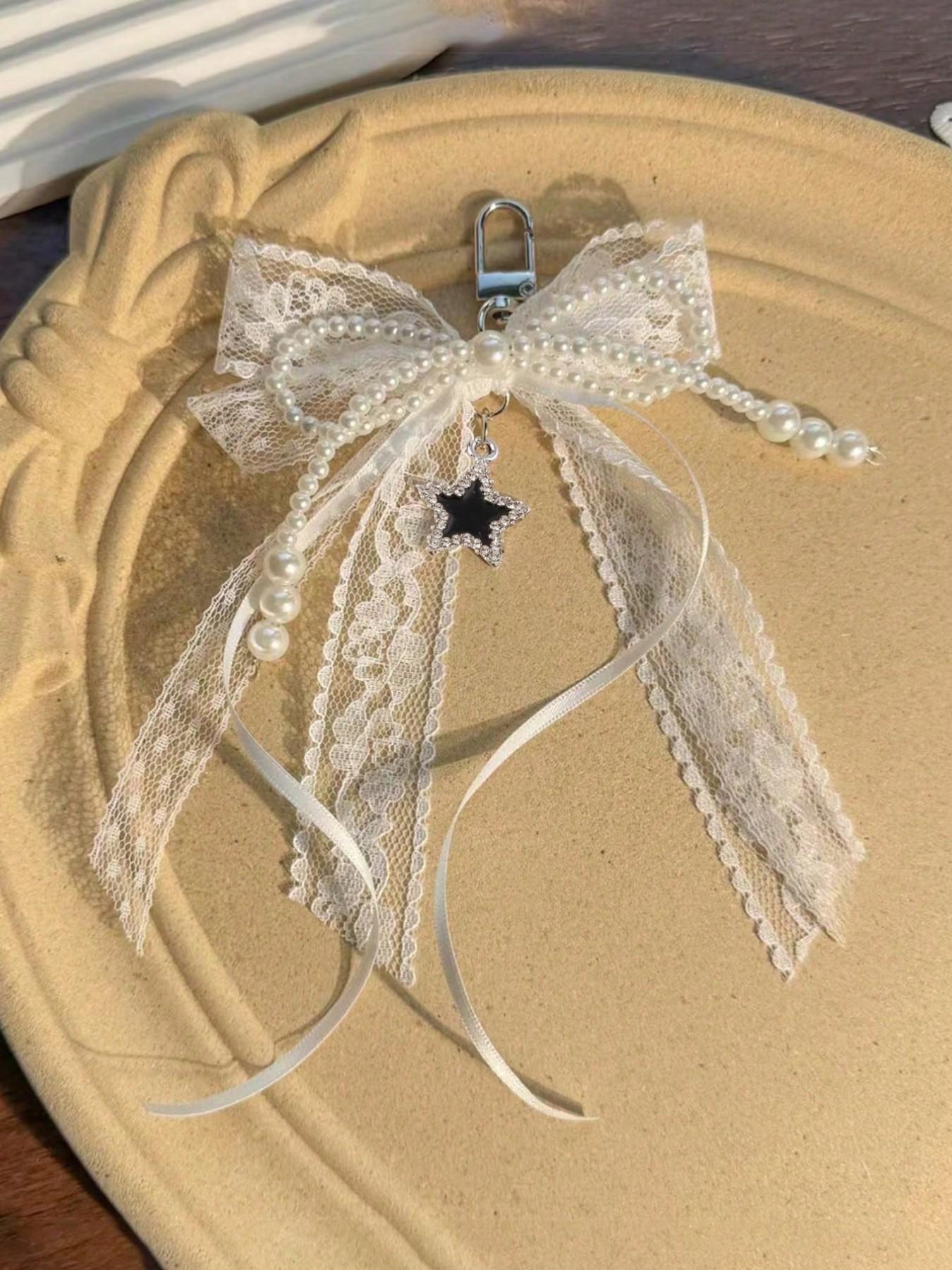 Y2K Cute Lace Butterfly Keychain, Fashionable DIY Bag Accessory, Multifunctional Star Ballet Ribbon, Perfect Gift for Couples and Friends