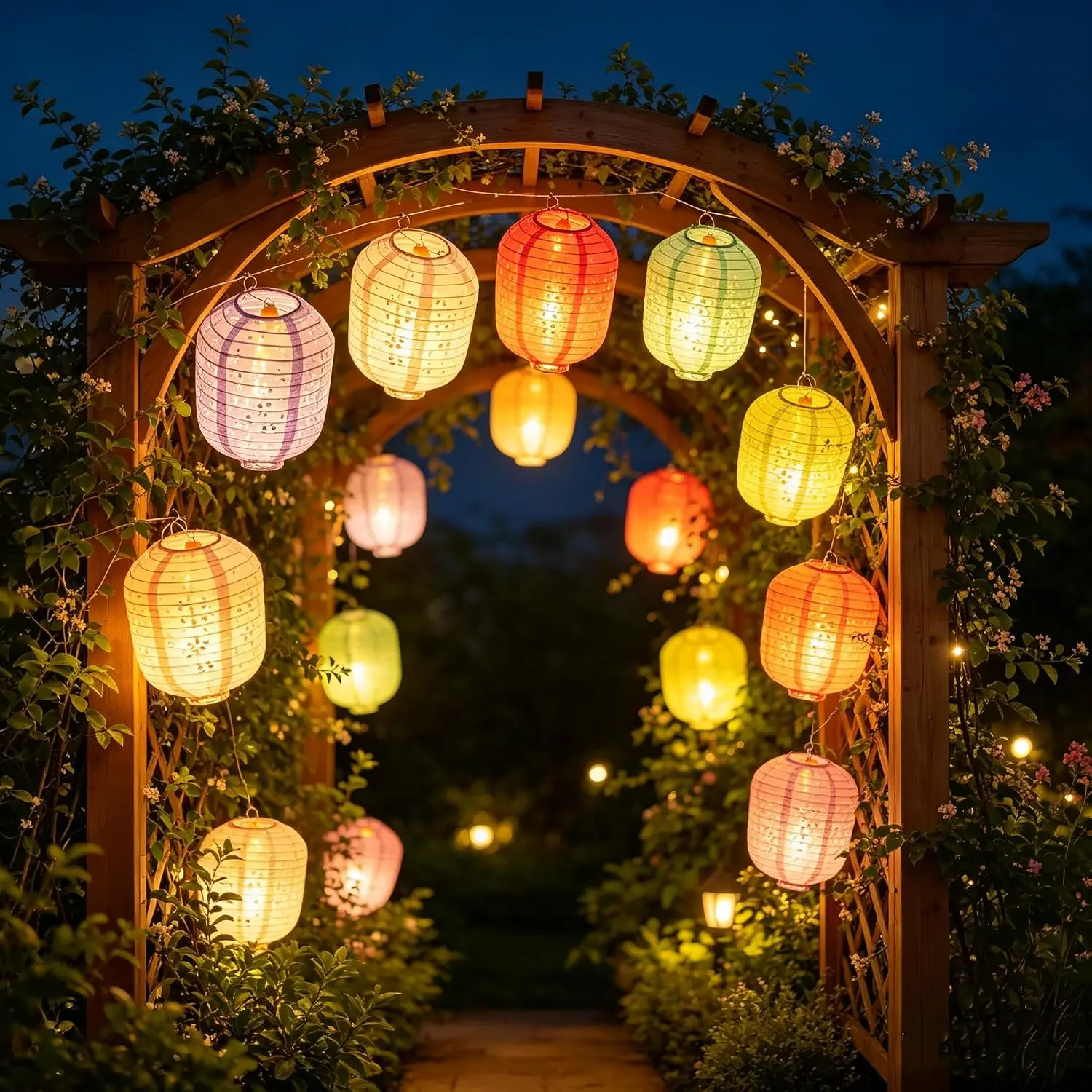 10PCS 6-in Colorful LED Hollow Paper Lanterns with Flower Cutouts - Festive Decoration, Colorful Lights for Home & New Year Party Use