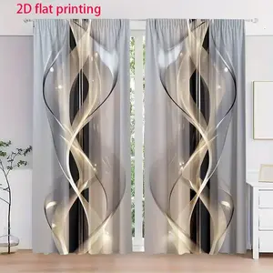 Two-Piece Artistic Striped Print Curtains, Suitable for Living Room & Bedroom, Half-Privacy Polyester Material, Home Decor, Window Drapes, Home Textile, Home Decoration Curtain