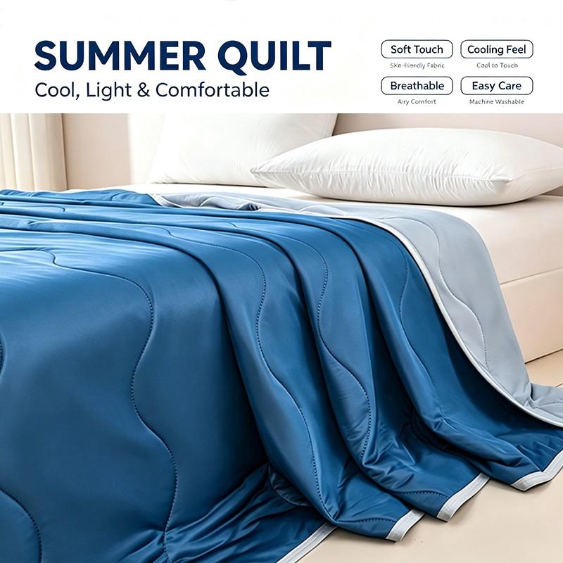 Double-Sided Cooling Summer Blanket, Soft Lightweight Quilted Design, Breathable Fabric for Hot Weather, Multi-Color Options, All-Season Use