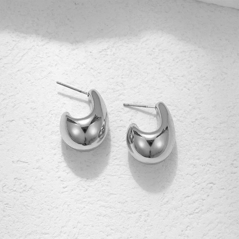 Small Water Droplets CCB Gold Color Smooth Stud Earrings for Women Exaggerate Punk Geometry Jewelry Accessories Girlfriend Gift