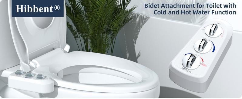 Hibbent Toilet Seat Bidet with Self Cleaning Dual Nozzle, Hot and Cold Water Spray Non-Electric Mechanical Bidet Toilet Attachment for Rear or Female Washing Sanitizing toilet seat Hibbent Toilet Seat Bidet with Self Cleaning Dual Nozzle, Hot and Cold Water Spray Non-Electric Mechanical Bidet Toilet Attachment for Rear or Female Washing Sanitizing toilet seat