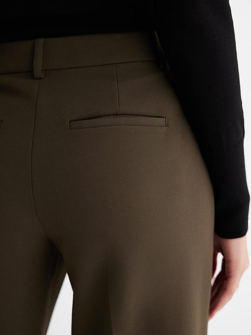 Women's Mid-Waist Solid Color Straight Leg Pants, Elegant Fashion Casual Long Pants, Perfect for Work Office and Business Occasions