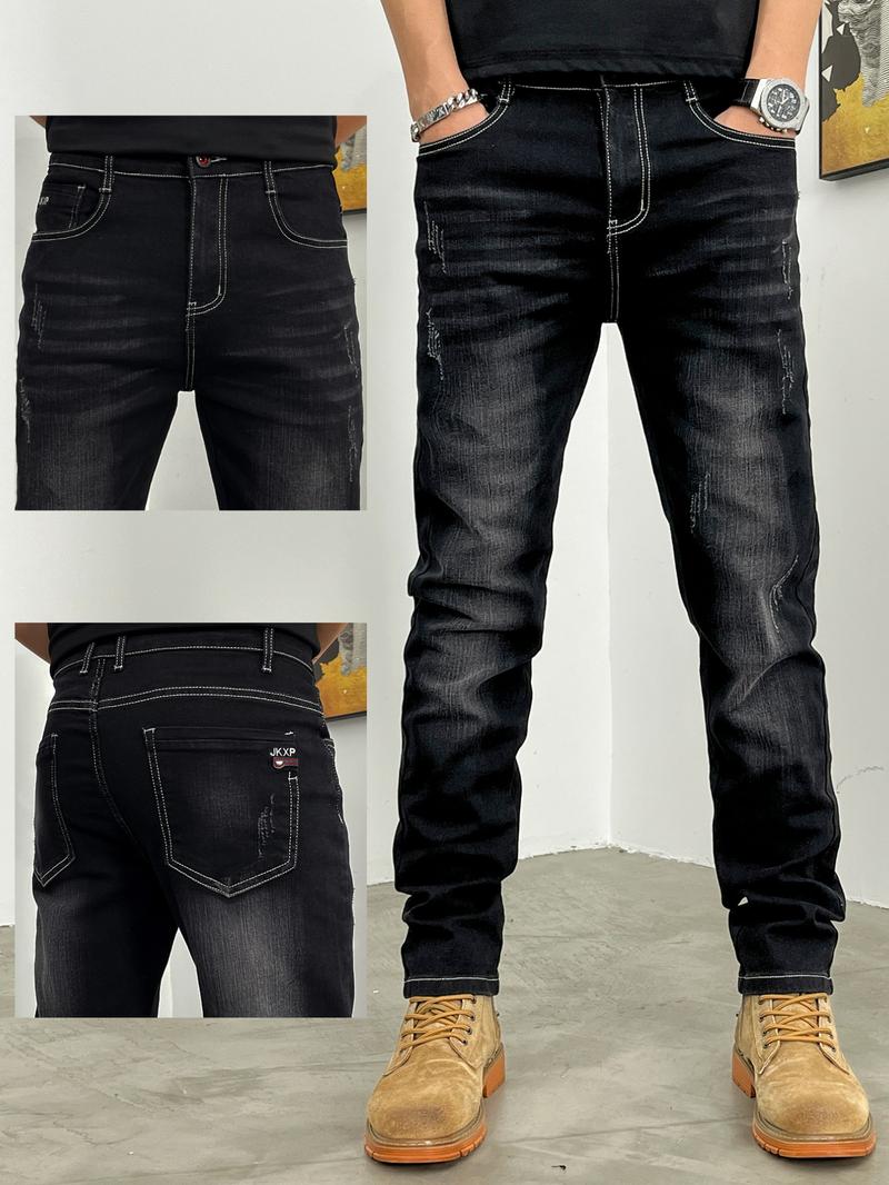 Men's Denim Pants, Casual Comfy Jeans for Daily Wear, Fashion Men's Bottoms for All Seasons