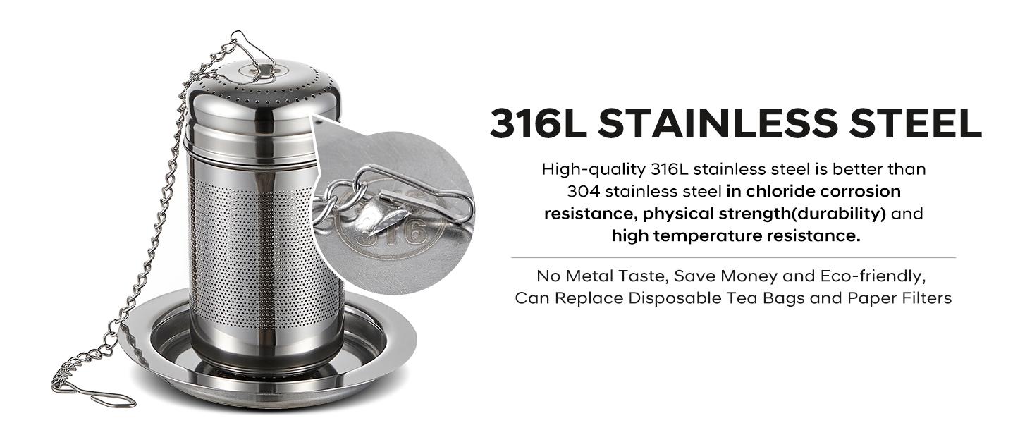 316L Stainless Tea Infuser – Fine Mesh Loose Leaf Tea Steeper for 8–16 oz Mugs, & Small, Dishwasher Safe (1 Pack) 316L Stainless Tea Infuser – Fine Mesh Loose Leaf Tea Steeper for 8–16 oz Mugs, & Small, Dishwasher Safe (1 Pack)