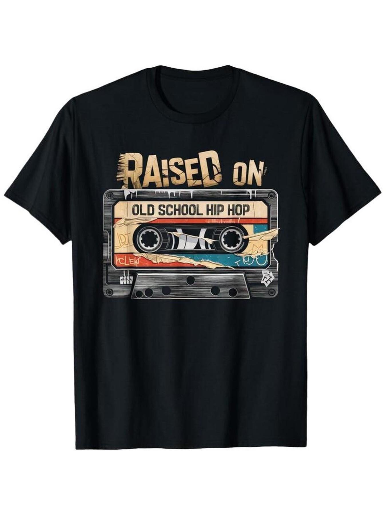 Vintage Hip Hop Tape Pattern T-Shirt, Fashion Street Style, Comfortable Cotton Fabric, Essential for Rap Culture Lovers, Daily Wear & Parties