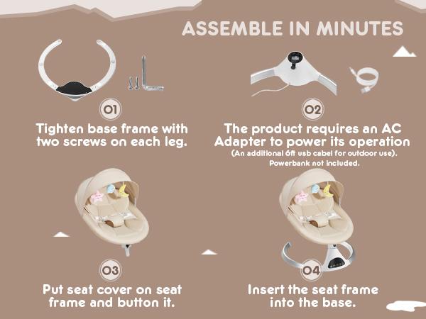 HARPPA Weddell Electric Baby Swing & Rocking Chair With Mosquito Net, Portable & Foldable Design, 5 Speeds Swing & Timer, 12 Soothing Songs, Remote Control