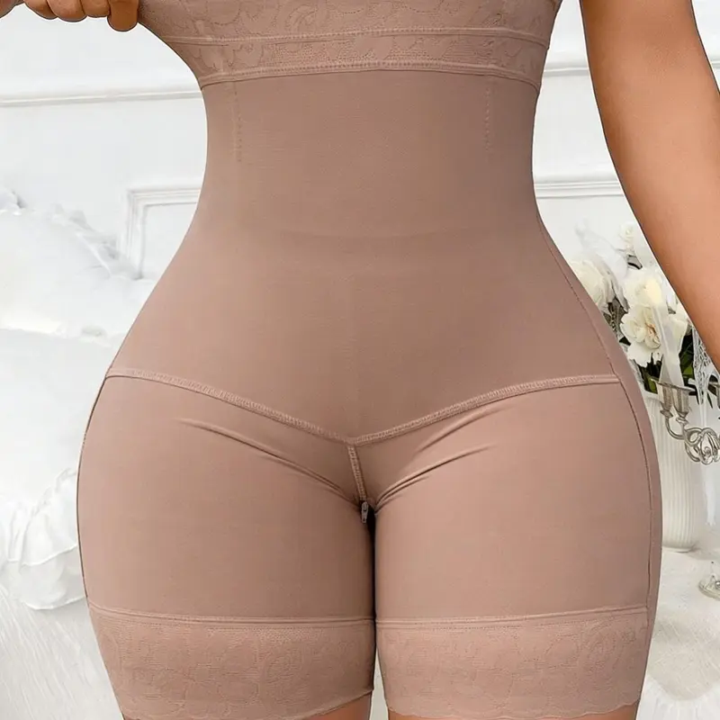 Women's High Waist Lace Trim Shapewear Shorts, Fajas, Colombian Shapewear, All Seasons Shapewear, Breathable Butt Lifting Shaping Shorts, Tummy Control High Compression, Sculpting Bottoms, Ideal for Yoga, Gym & Active Wear