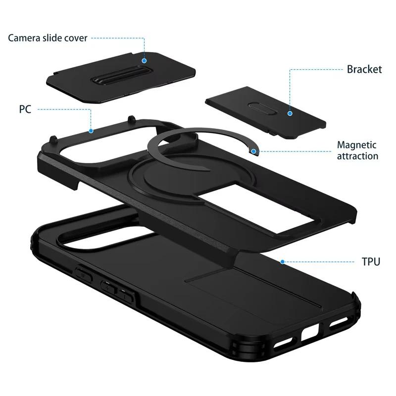 Lens Protect Magnetic Kickstand Phone Case For Google Pixel 10 10Pro 9 Pro 9Pro XL 9A 8a Wireless Charging Shockproof Back Cover