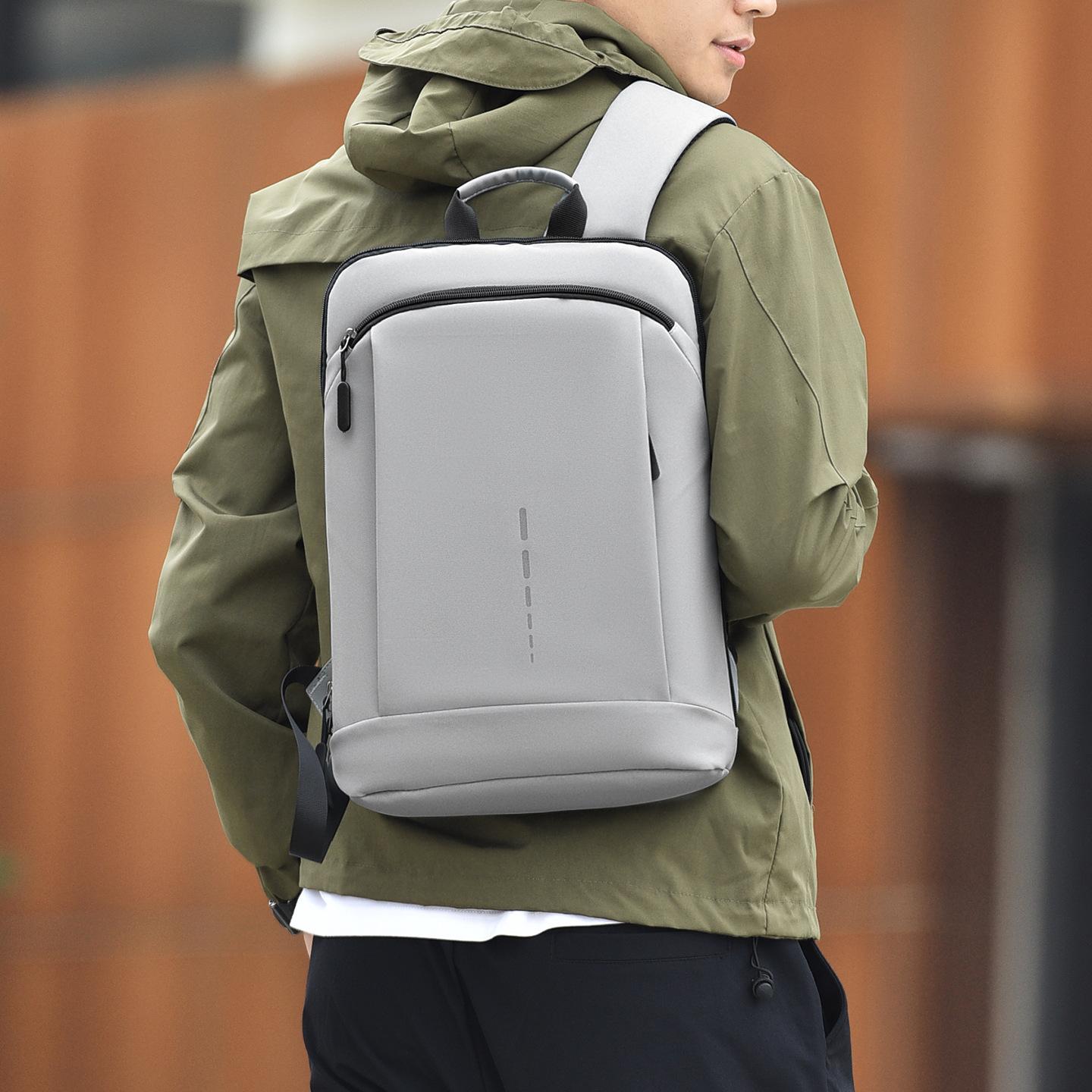 Unisex Waterproof Woven Fabric Minimalist Business Durable Backpack - Slim Fit, Multi-Pockets, Padded Straps, Adjustable, Multi Functional Portable Lightweight Cycling Daypack for Adult Commute, Office Use