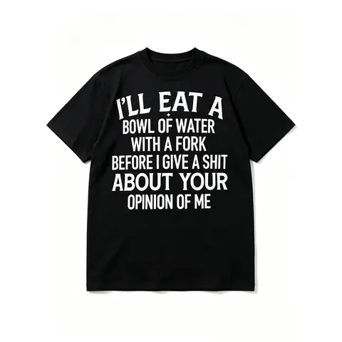 Unisex I'll Eat A Bowl Of Water With A Fork Before I Care About Your Opinion Funny Sarcastic Attitude Graphic T-, Bold Statement Novelty Casual cotton tee shirt
