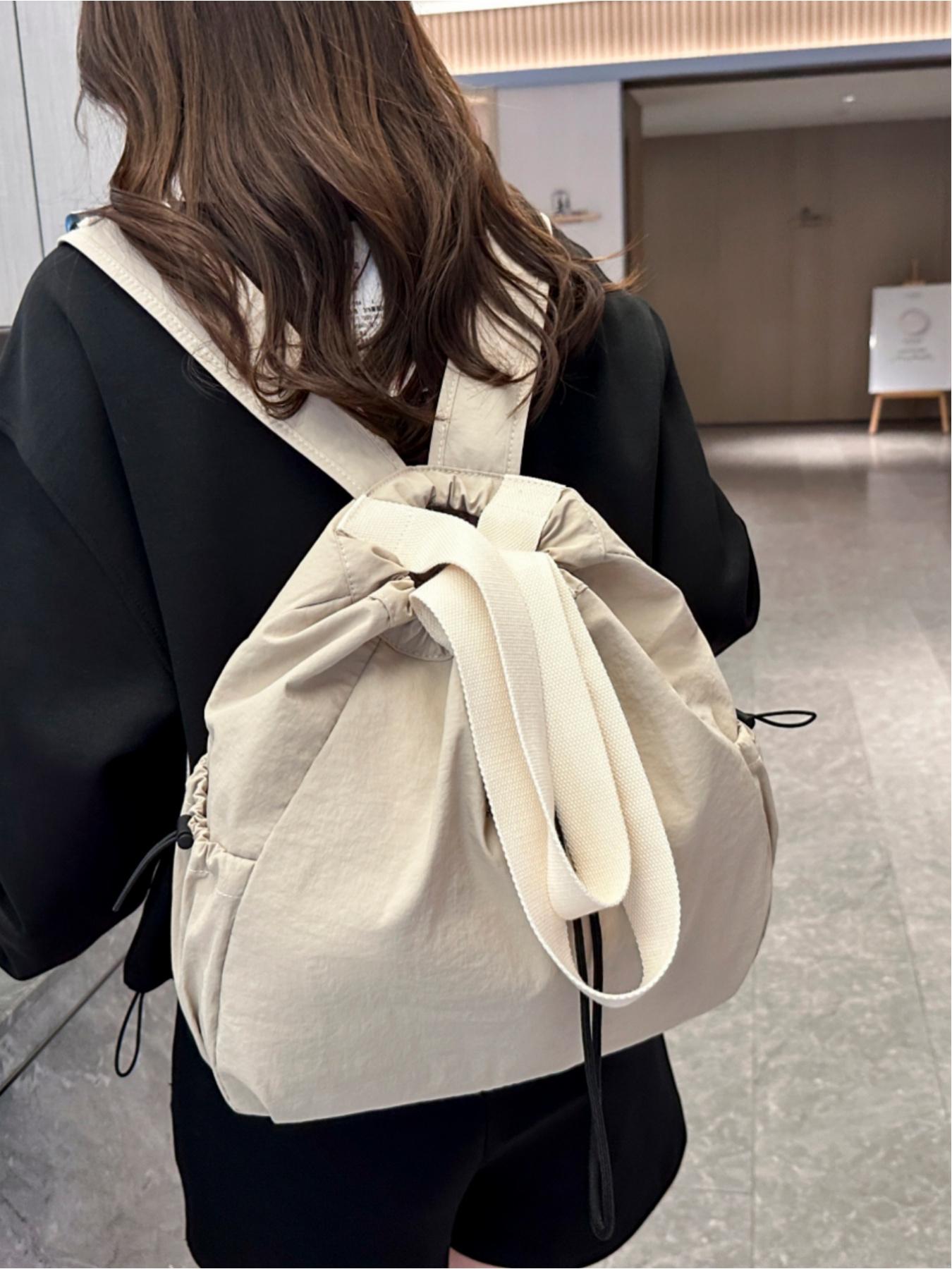 Multifunctional 3-way drawstring bag, lightweight canvas, large capacity, can be used as a backpack, shoulder bag, handbag, Sling backpack, versatile in multiple colors, suitable for commuting, casual wear, and everyday use, ideal for school, work