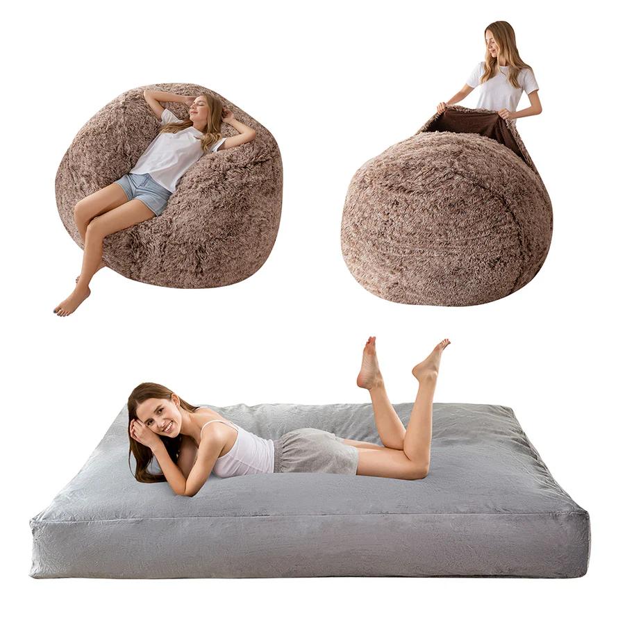MAXYO YO 2-in-1 Convertible Bean Bag Bed Chair, Giant Fluffy Lounger Removable Washable Cover MAXYO YO 2-in-1 Convertible Bean Bag Bed Chair, Giant Fluffy Lounger Removable Washable Cover