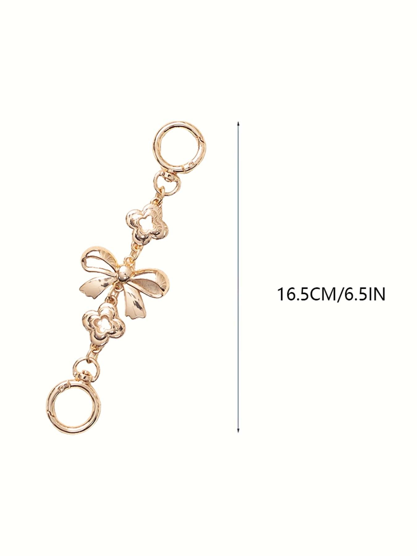 1PC Elegant Bow Flower Bag Chain Extender, Luxury Heart Clasp Handbag Charm, Aesthetic Rhinestone Keychain Accessory, Perfect Birthday Christmas Valentine's Day Gift for Women Girls, Trendy Bag Decor for Tote Backpack