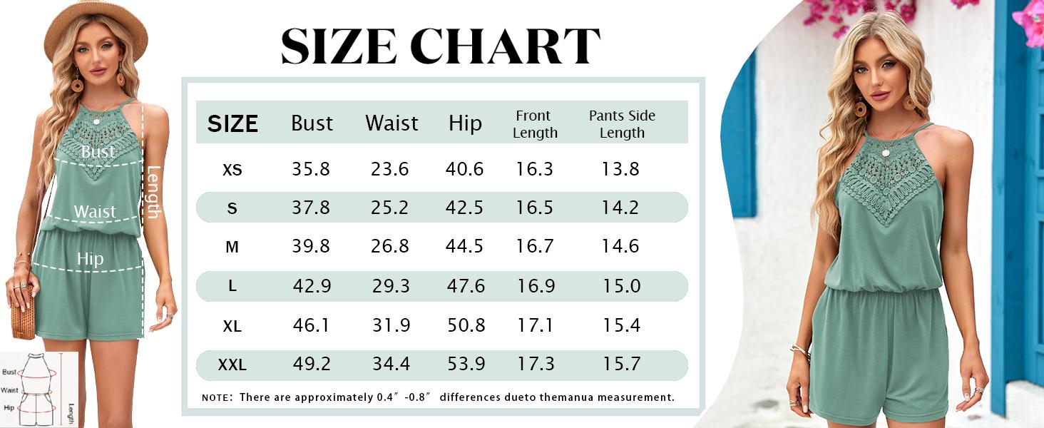 FMEYOA Womens Rompers Casual Summer Rompers Short Halter Jumpsuits Solid Color Elastic Waist Outfits with Pockets Cotton Womenswear