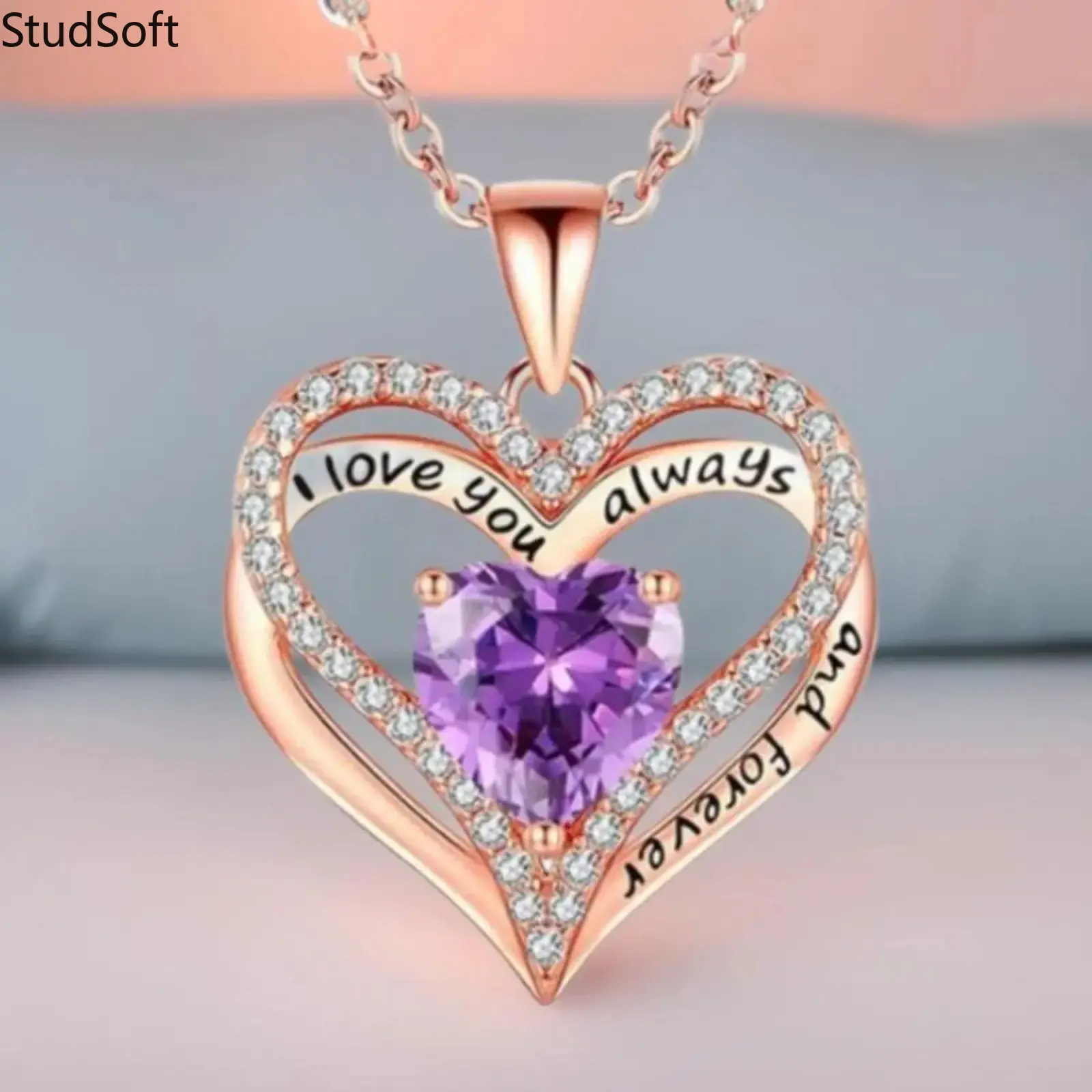 Crystal Infinity Heart Necklace with Zodiac Sign Luxury Sterling Silver Pendant Romantic Jewelry Anniversary Birthday Gift for Women Girlfriend