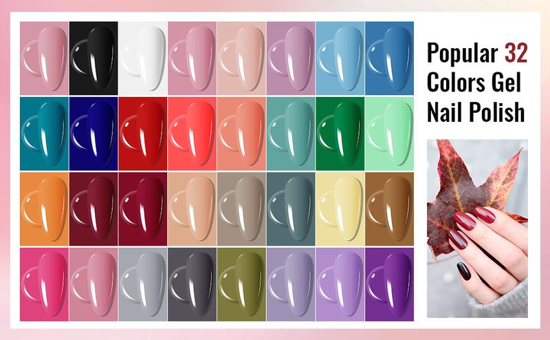 JODSONE Gel Nail Polish Kit with UV Light 32 Colors Gel Polish Nail Kit Soak Off Gel Nail Set Manicure Tools Nail Gel Kit Gifts for Women