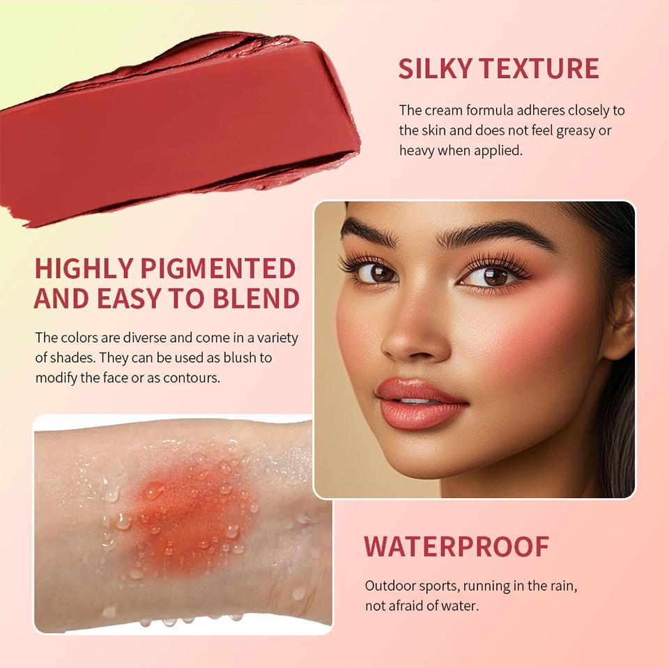 Multi-colour cream blush, matte blush, cream blush, all-in-one contouring, dual-use for lips and cheeks, creamy blush, portable make-up palette, long-lasting matte finish
