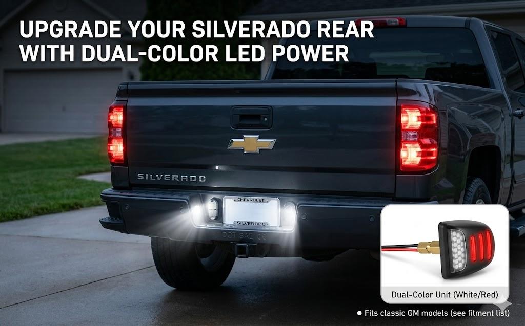 LED License Plate Light Assembly for Chevy Silverado GMC Sierra 1500 2500 3500 Tahoe Suburban Yukon Escalade,2PCS with Red OLED Neon Tube 6000K White Tag Lights Replacement Plug and Play