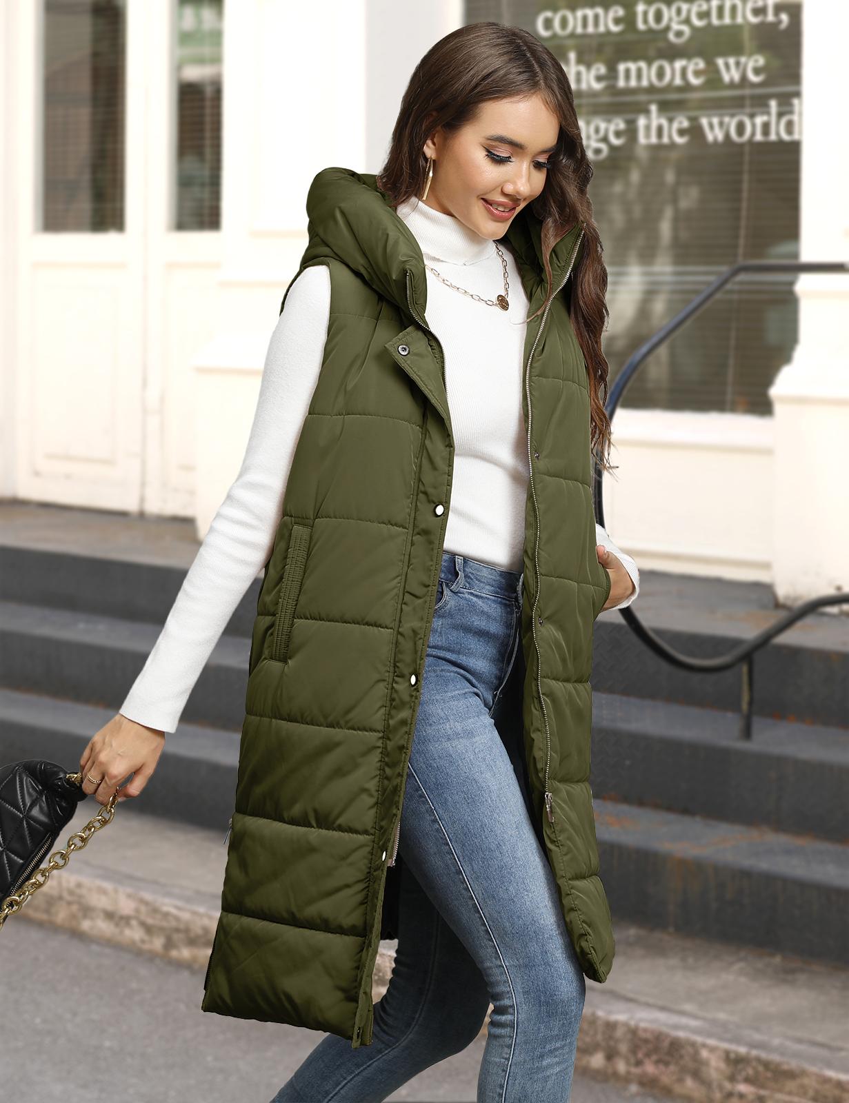 HEEKPEK Womens Puffer Vest Winter Hooded Sleeveless Zip Up Long Puffy Jacket Warm Thick Quilted Coats with Pockets Casual Basic #outdoorfun