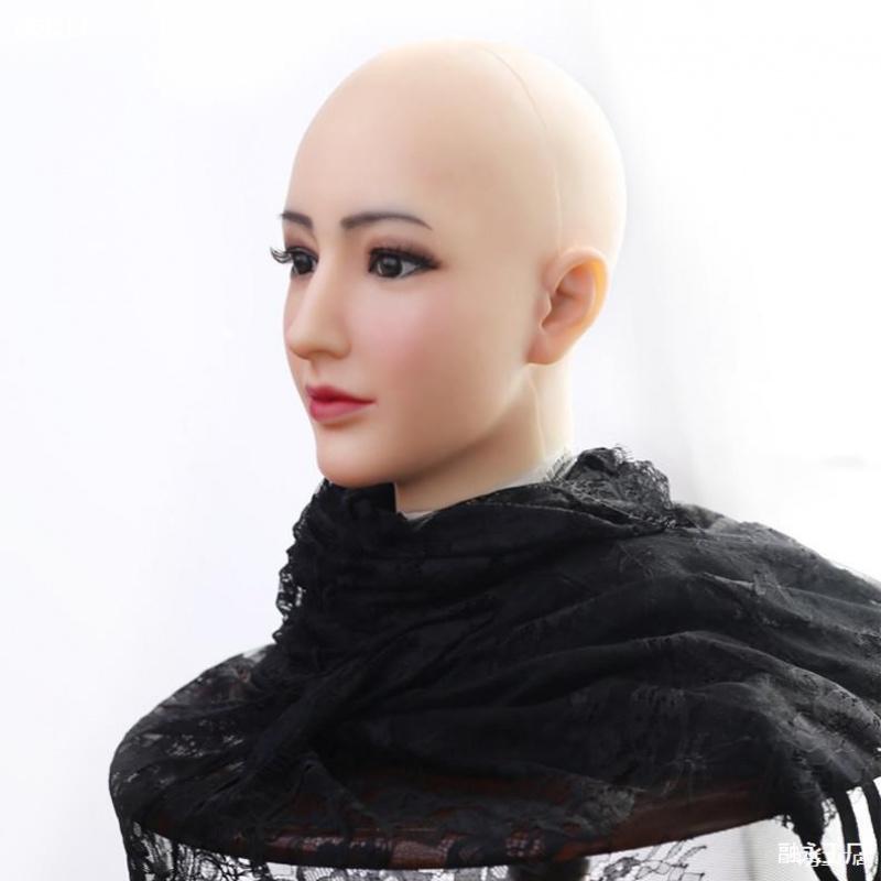 Full-face silicone mask for adults, realistic female facial hood, lifelike human mask, crossdressing, male-to-female transformation, cosplay makeup