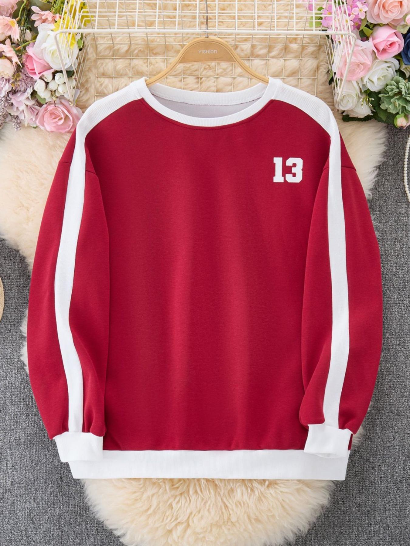 Women's Figure Print Crew Neck Loose Knit Sweatshirt, Casual Style Long Sleeve Pullover for Spring & Fall, Women's Fashion Daily Wear Top, Womenswear