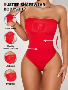 Women's Strapless Jumpsuit, Seamless Shaping Jumpsuit, Thong Design, Waist Cinch Slimming Bodysuit, Layerable or Solo Wear, Essential Daily Piece