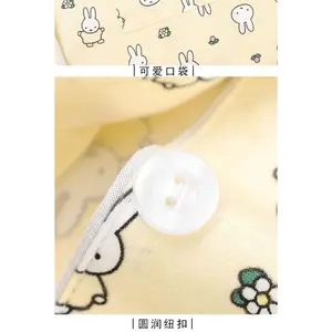 Kawaimiffy Rabbit Pajamas for Women's Autumn Winter Pure Cotton Long-sleeved and Long-pants Set Cute Cartoon Yellow Home Wear