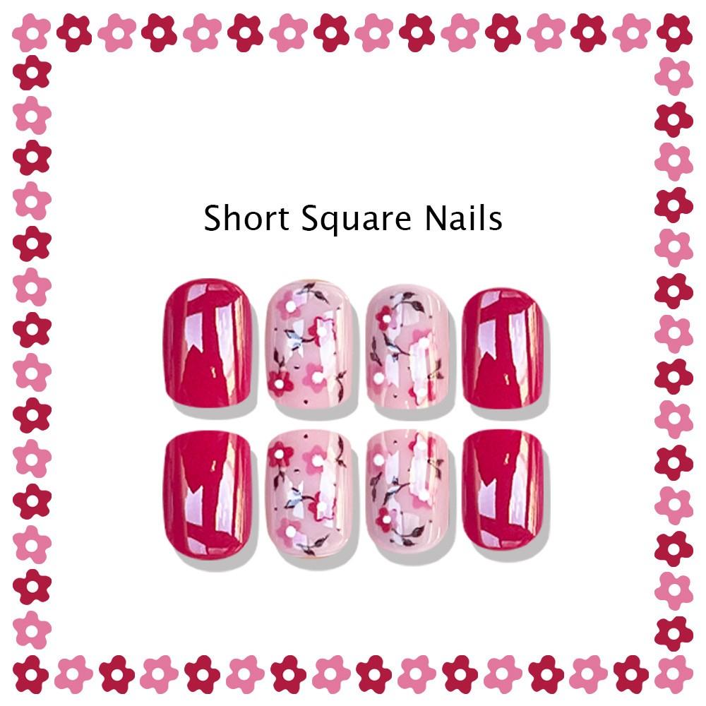 French Chic Floral Pearl Sweet European Style Detachable Nail Art Stickers, 24 Pieces, Model 53hj-04, Single Item Pack