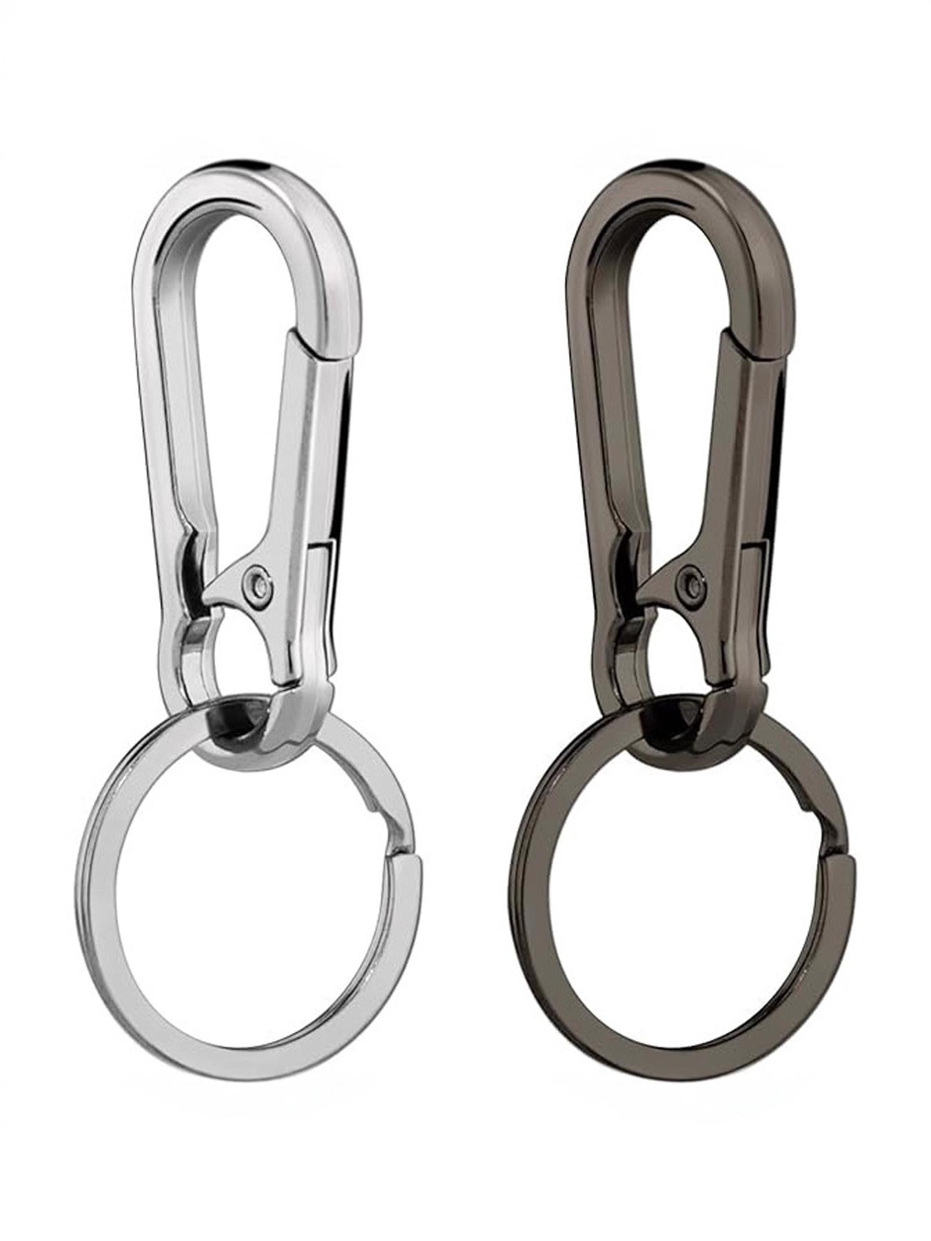 2 Pack Metal Car Keychain Accessories, DIY Ring Circle Waist Hanging Buckle, Men's Climbing Hook Key Chain Couple Pendant