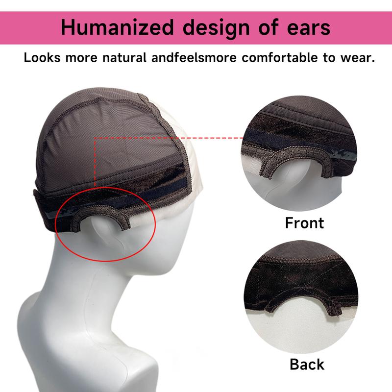 Wig Cap with Grip Band for Keeping Wigs in Place, 1 Count Adjustable Style Dome Mesh Cap with Showing Off Ears, Non Slip Cap Let Wig Be Glueless, Mother's Day Gift