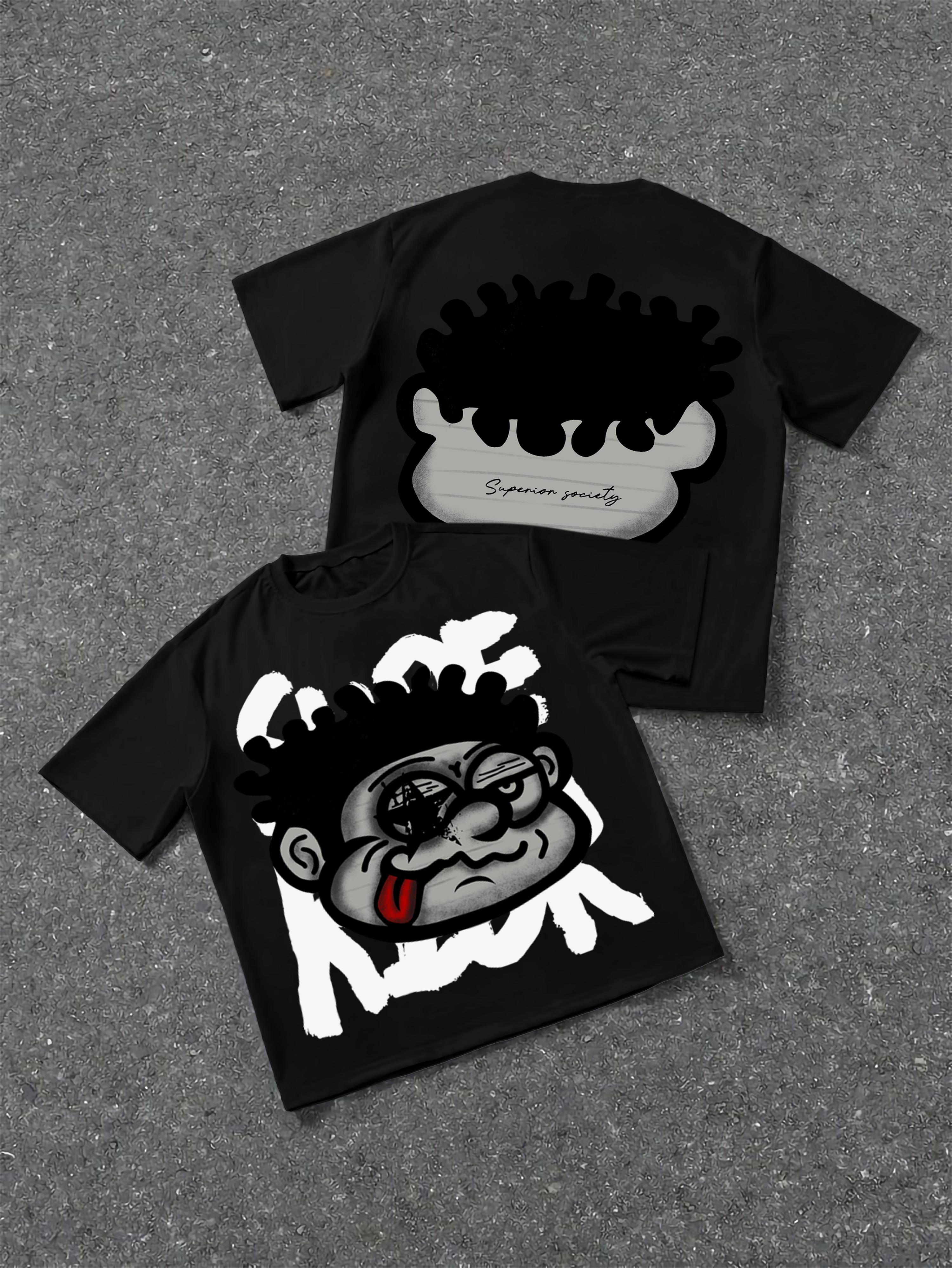 Sopula Studio Men's Vintage Big Face Cotton Graphic T-Shirt  funny Streetwear Crewneck