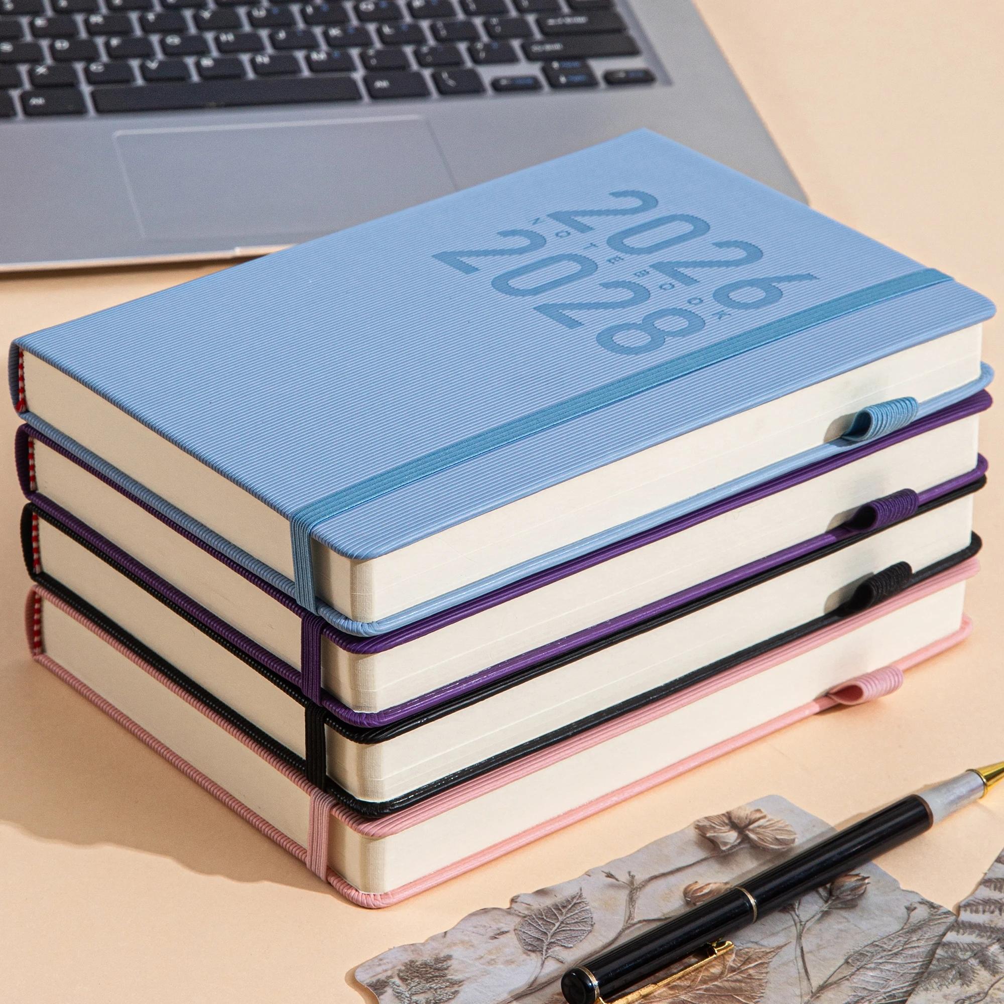 A5 PU Leather Cover Notebook, Weekly & Monthly Planner Diary, School Agenda Organizer, Learning Office Supplies, Multilingual Inner Pages