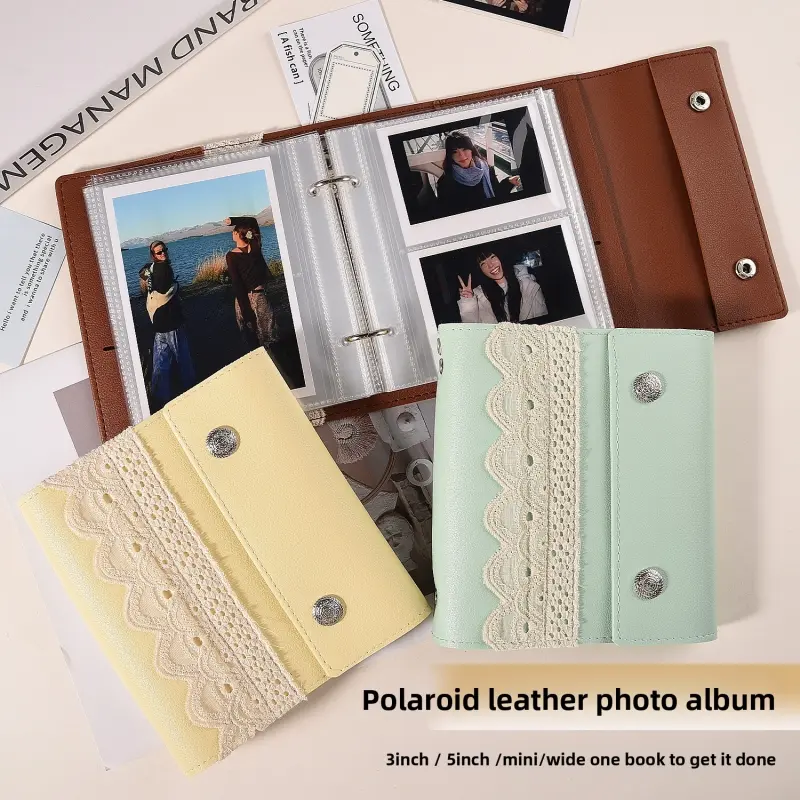 Vintage Leather Polaroid Binder Photo Album, Aesthetic Refillable Photo Storage Book, Collectible Photocard Binder for Kpop Fans Picture Organizer, Themed Photo Book