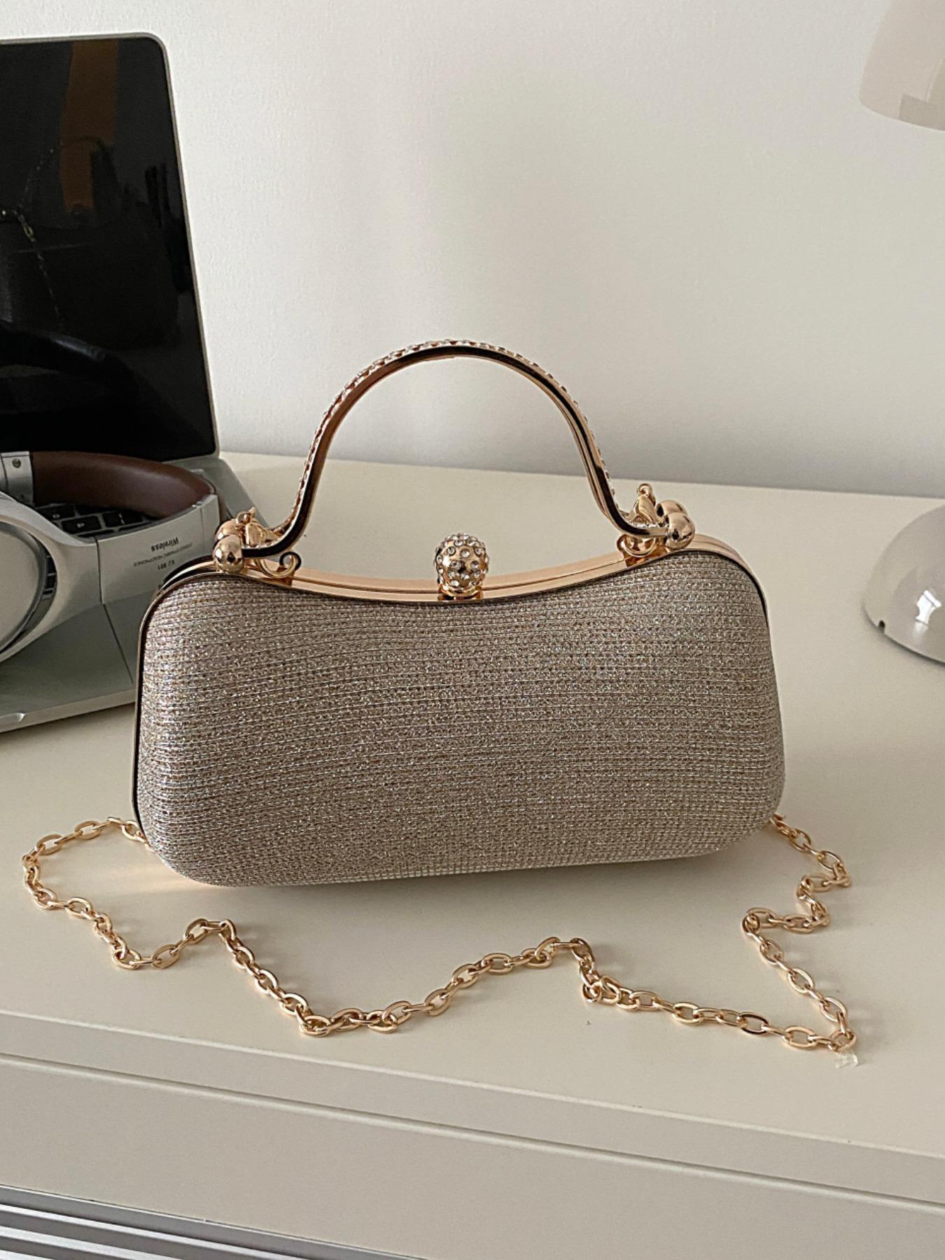 Elegant Rhinestone Bridal Bag, Sparkling Shoulder Clutch, Unique Design Party Evening Bag for Women, Perfect for Weddings & Events